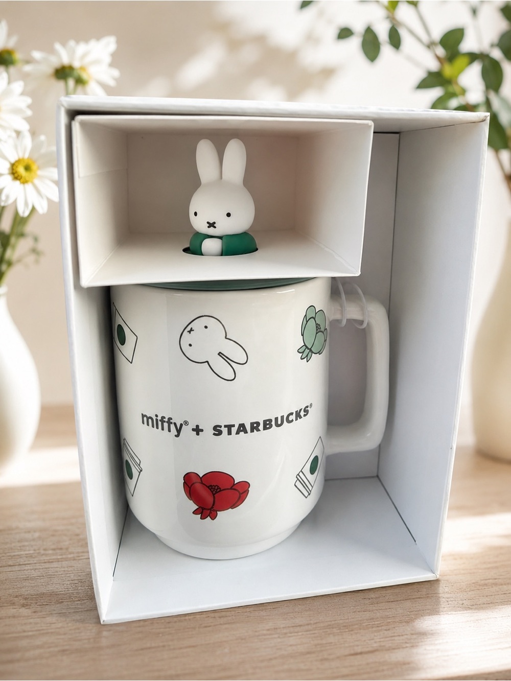 miffy x Starbucks White Mug with Green and Red Accents
